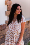Taupe and White Zebra Front Tie Romper - Kendry Collection Boutique