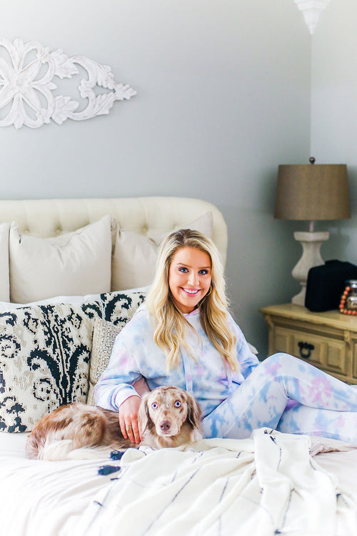 Blue And Pink Tie Dye Cropped Hoodie - Tie Dye Lounge Wear Jogger Set- Kendry Collection Boutique