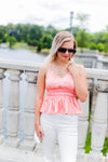 Peach Silk Ruffle Tank Top