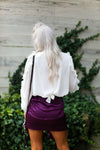 Purple Silky Front Tie Ruched Mini Skirt - Kendry Collection Boutique 