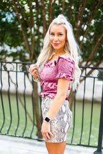 Pink Velvet Ruffle Smocked Top - Shop Kendry Collection Online Boutique