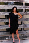 Black Drape Top Midi Dress - Kendry Collection Boutique 