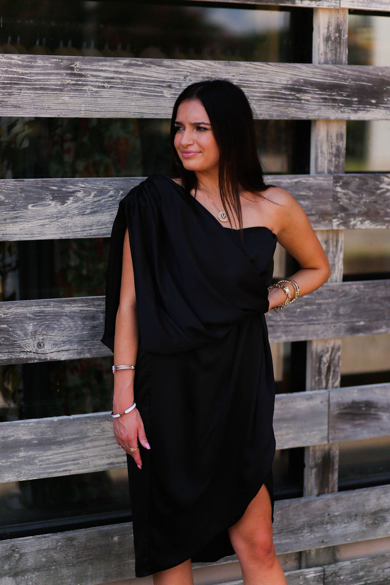 Black Drape Top Midi Dress - Kendry Collection Boutique 