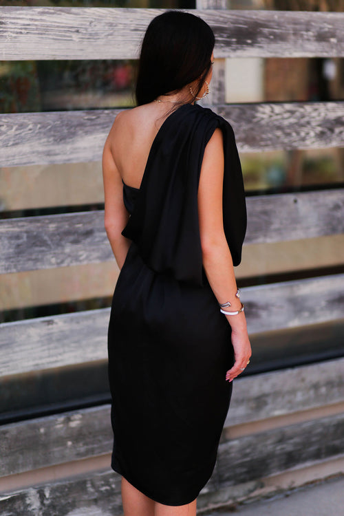 Black Drape Top Midi Dress - Kendry Collection Boutique 