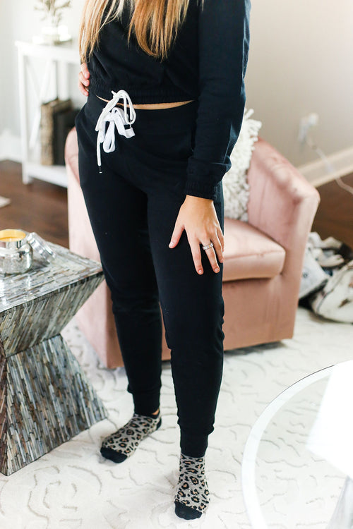 Black Drawstring Jogger Pants - Kendry Collection Boutique