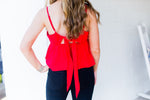 Red Baby Doll Tank Top With Bow Tie - Kendry Collection Boutique