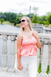Peach Silk Ruffle Tank Top