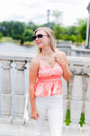 Peach Silk Ruffle Tank Top