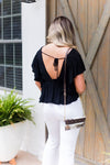 Black Open Back Ruffle Blouse - Kendry Collection Boutique