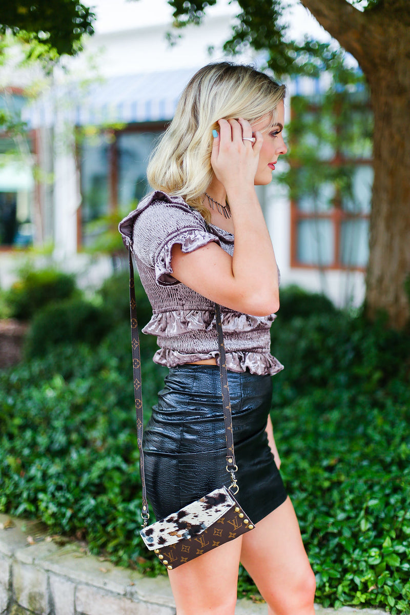 Mocha Velvet Ruffle Smocked Top - Shop Kendry Collection Boutique
