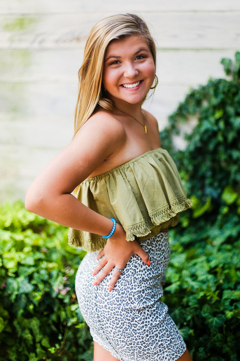 Olive Fringe Tube Top - Shop Kendry Collection Boutique Online