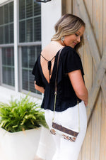 Black Open Back Ruffle Blouse - Kendry Collection Boutique