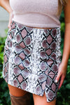 Mocha Faux Leather Snake Skin Mini Skirt