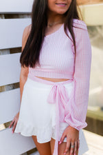 Pink Plaid One Shoulder Side Tie Top - Shop Kendry Collection Boutique