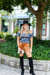 Tan Camel Suede Envelope Skort - Shop Kendry Collection Boutique