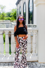 Lavender Leopard Print Stretchy Super Flare Bell Bottoms