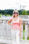 Peach Silk Ruffle Tank Top