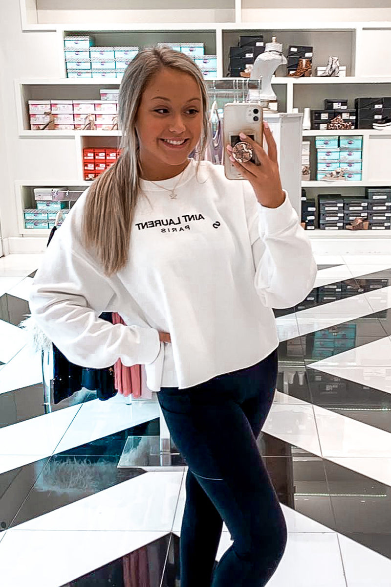 Aint Laurent Cropped Pullover - White
