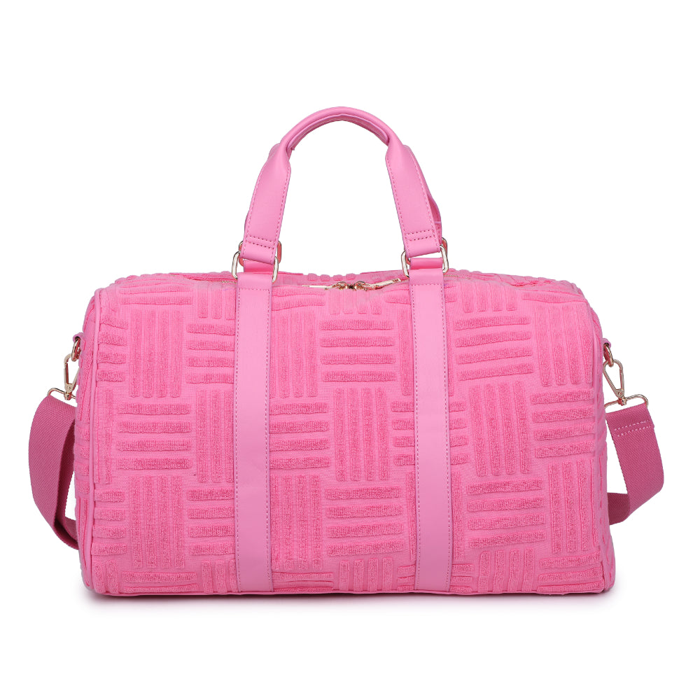 Candy Pink Terry Towel Embossed Weekender Bag