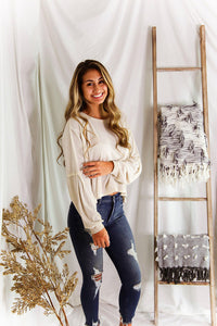 Oatmeal Long Sleeve High Low Waffle Top - Kendry Collection Boutique