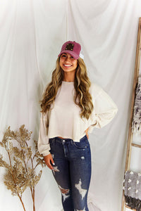 Oatmeal Long Sleeve High Low Waffle Top - Kendry Collection Boutique