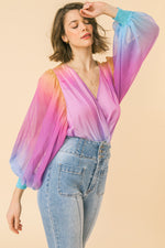 Sunset Ombre Sheer Sleeve Bodysuit
